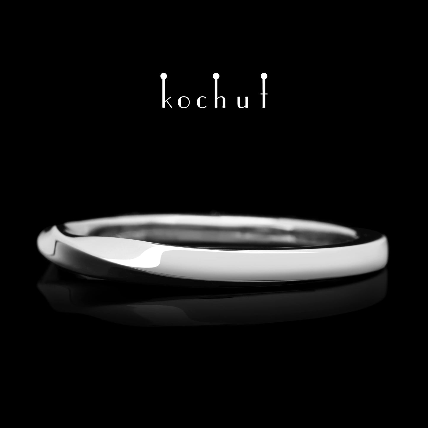 Mobius-Band: verengt — Ehering aus Weißgold, platinbeschichtet