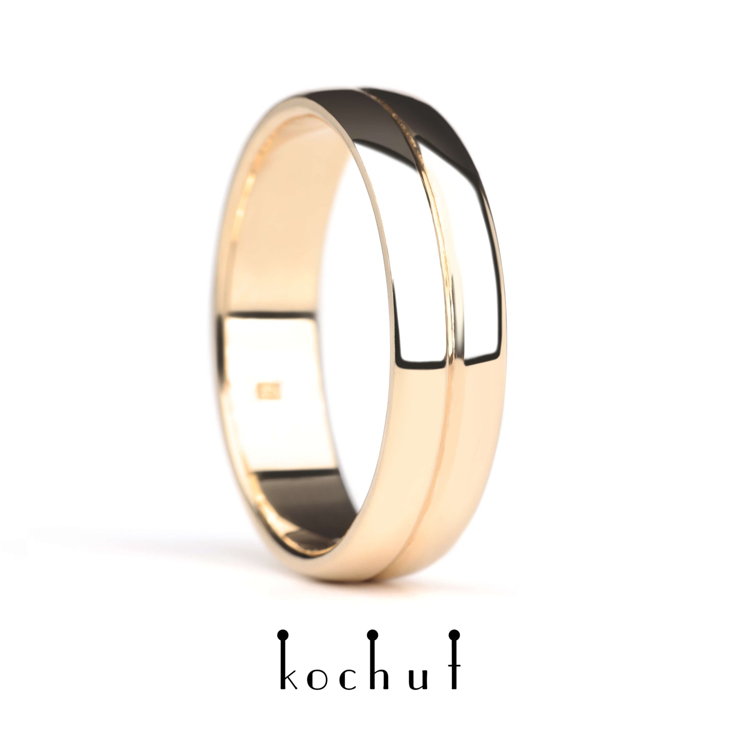 Achse der Liebe — Ehering aus rotem 14-karätigem Gold