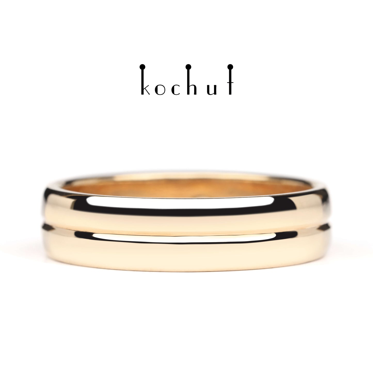 Achse der Liebe — Ehering aus rotem 14-karätigem Gold