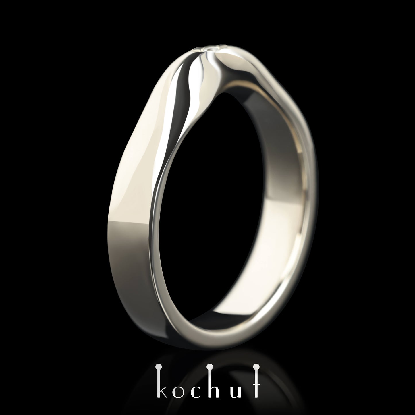 Mobius-Band: breit — Ehering aus Palladium-Gold mit Diamant