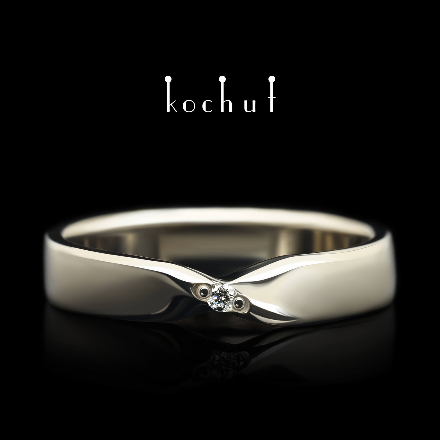 Mobius-Band: breit — Ehering aus Palladium-Gold mit Diamant
