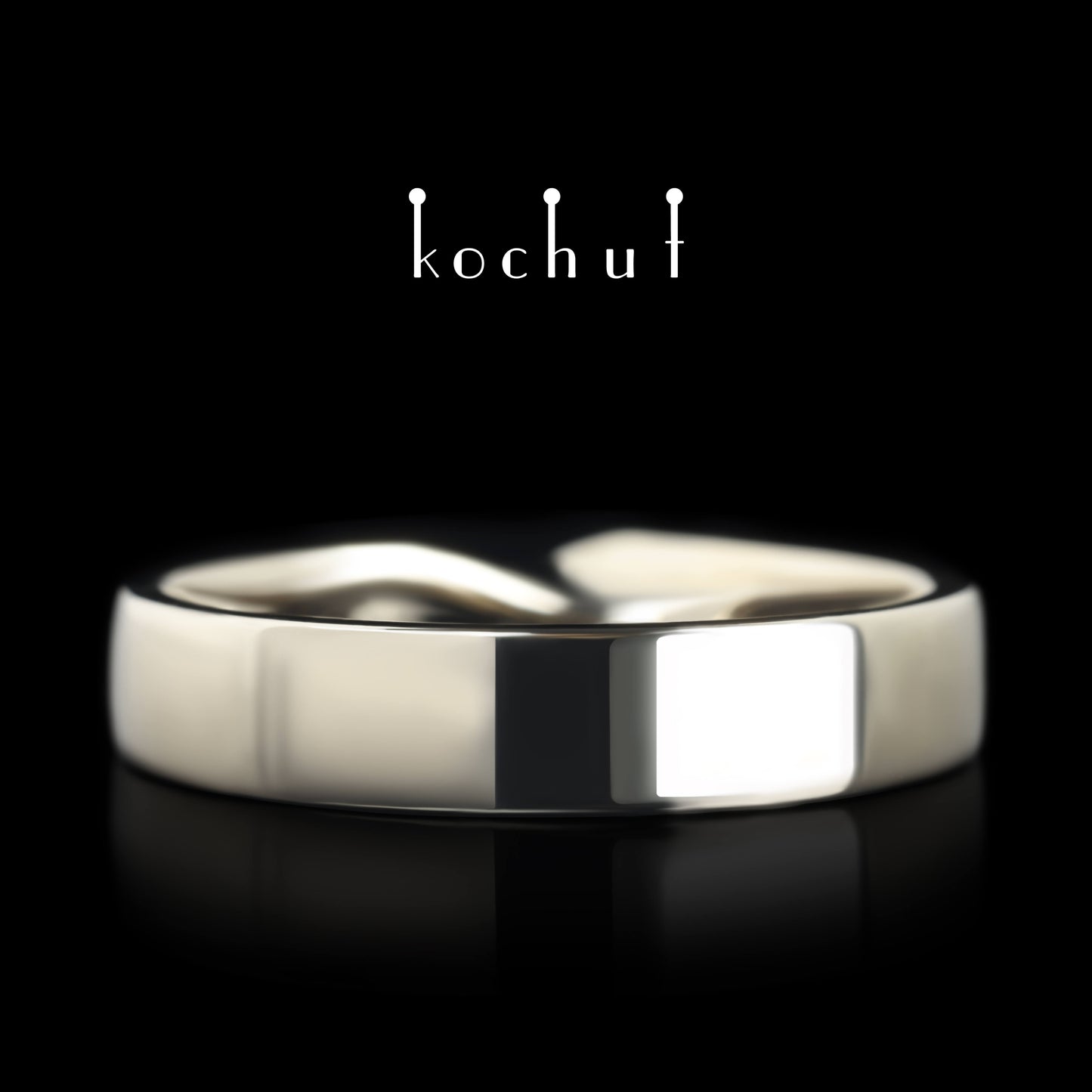 Mobius-Band: breit — Ehering aus Palladium-Gold mit Diamant
