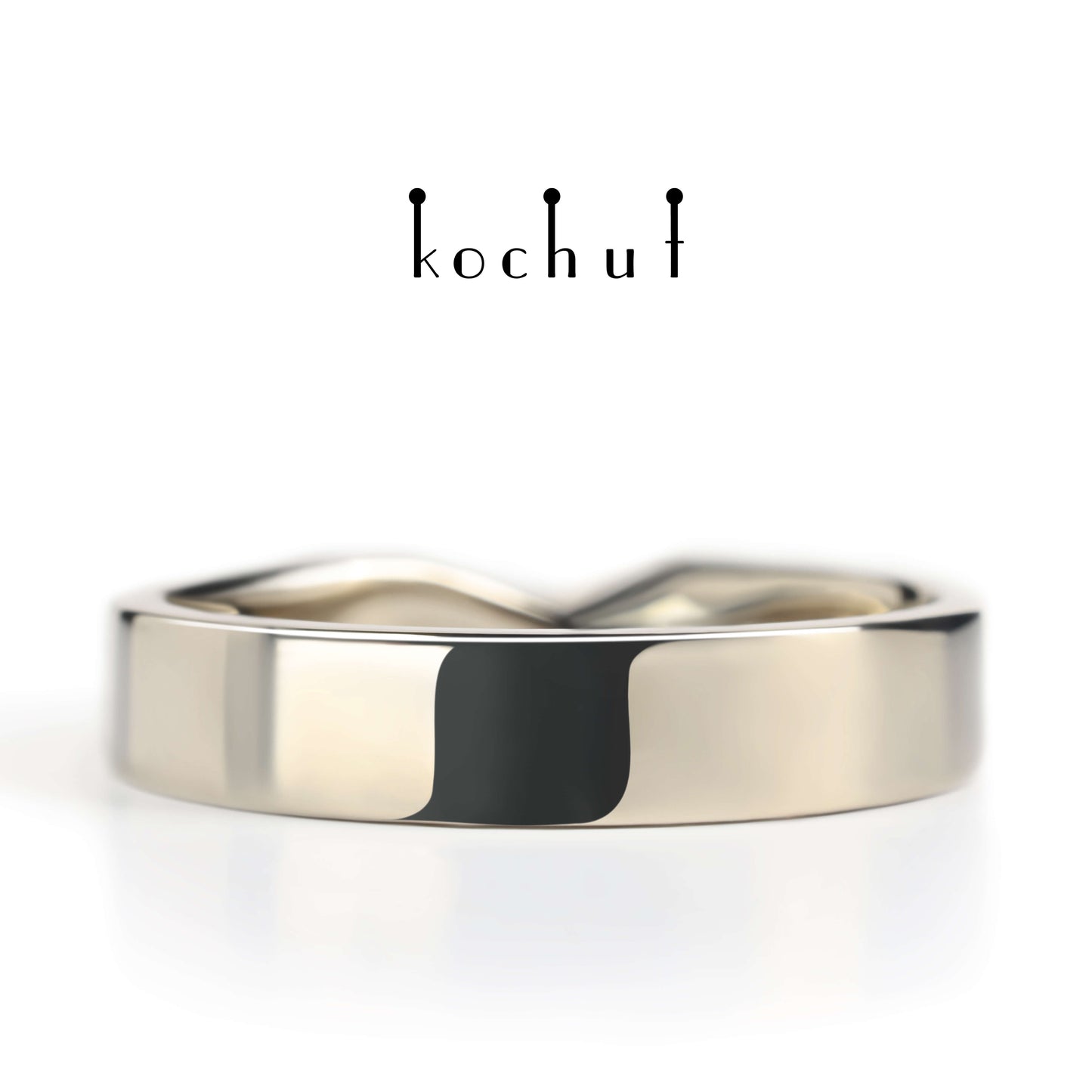 Mobius-Band: breit — Ehering aus Palladium-Gold mit Diamant