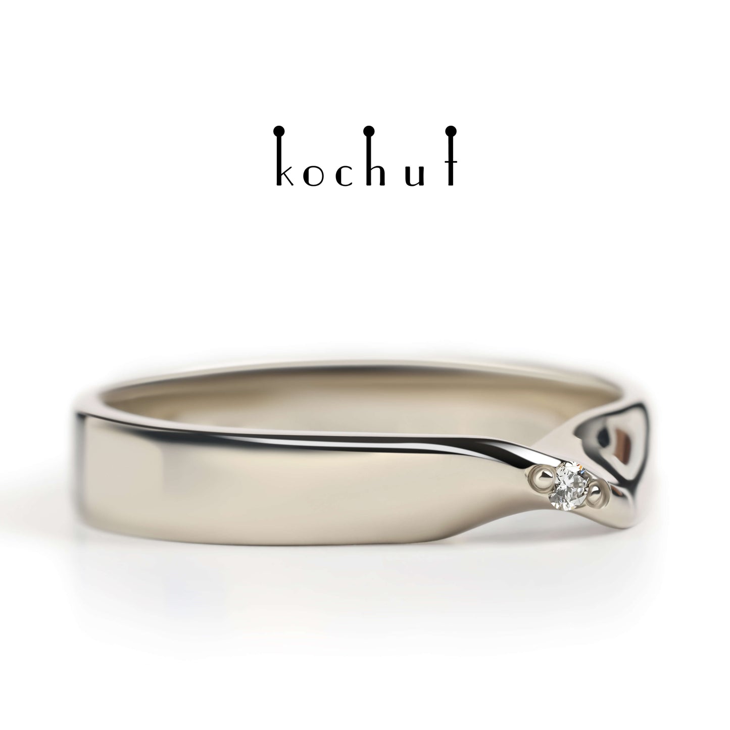Mobius-Band: breit — Ehering aus Palladium-Gold mit Diamant