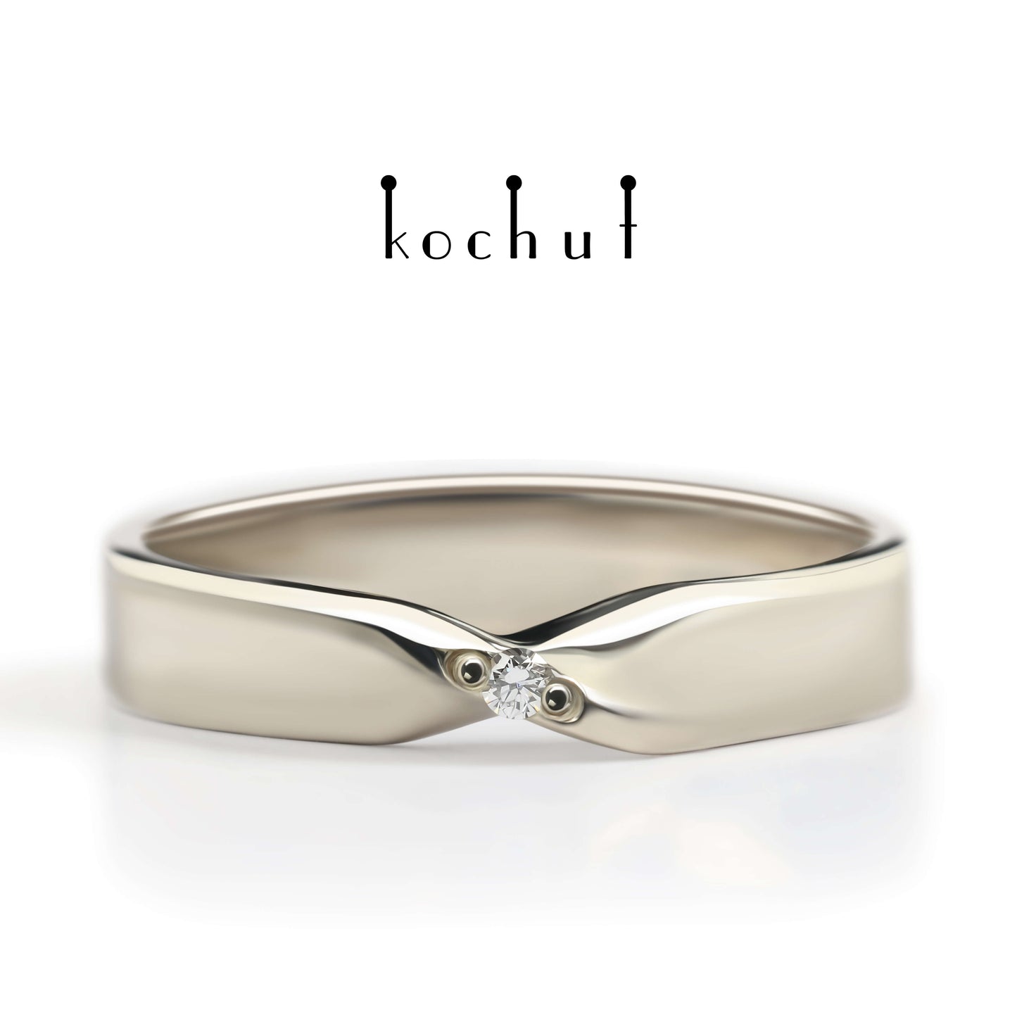Mobius-Band: breit — Ehering aus Palladium-Gold mit Diamant