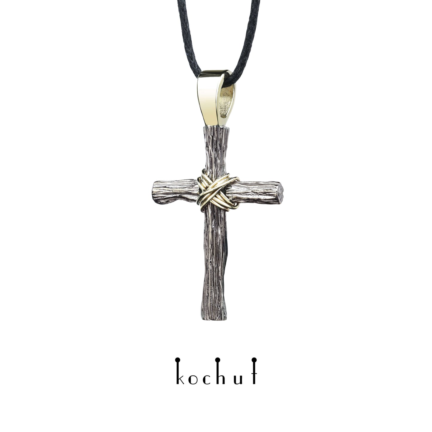 Demut — Kreuz aus Palladium und Gelbgold, beschichtet mit schwarzem Rhodium
