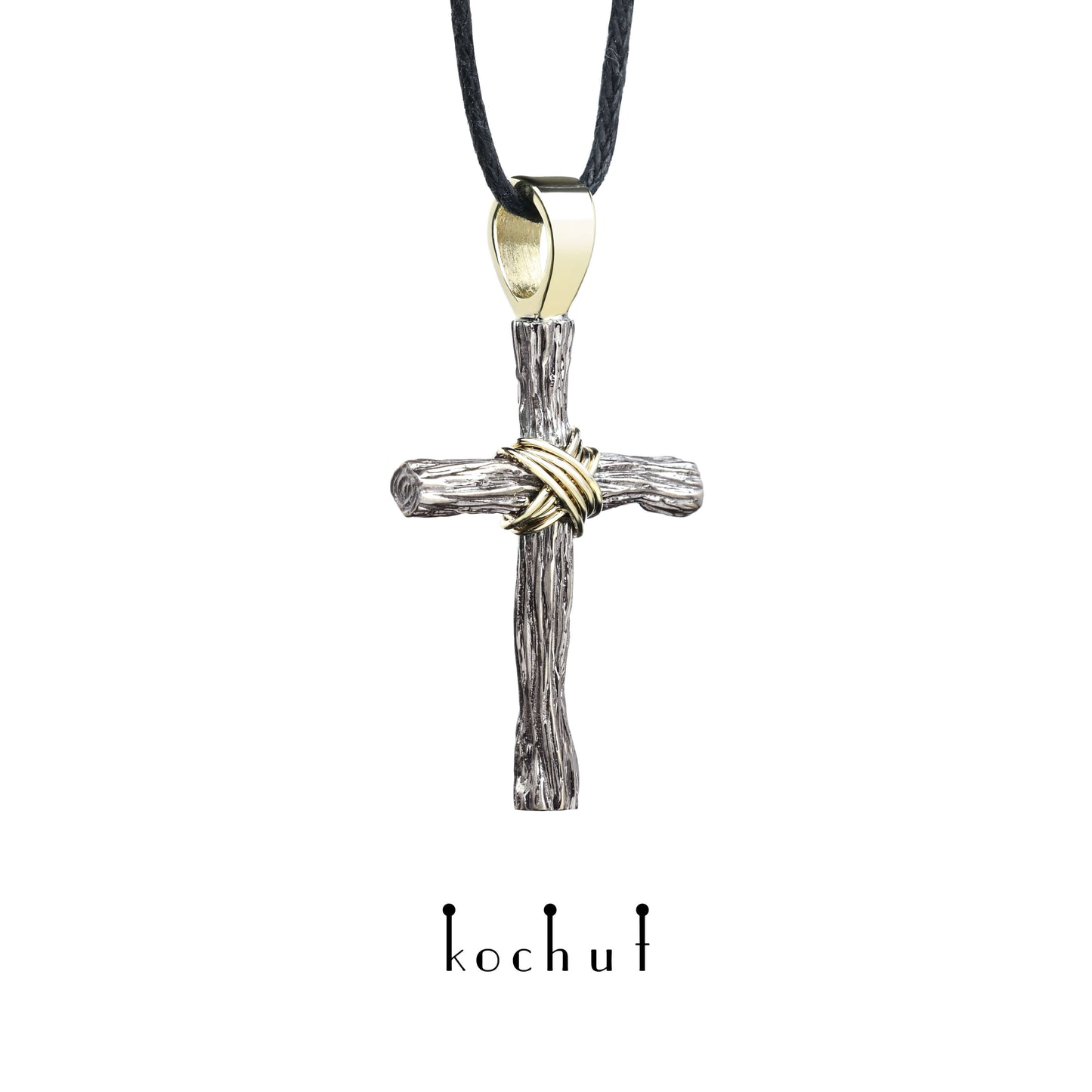 Demut — Kreuz aus Palladium und Gelbgold, beschichtet mit schwarzem Rhodium