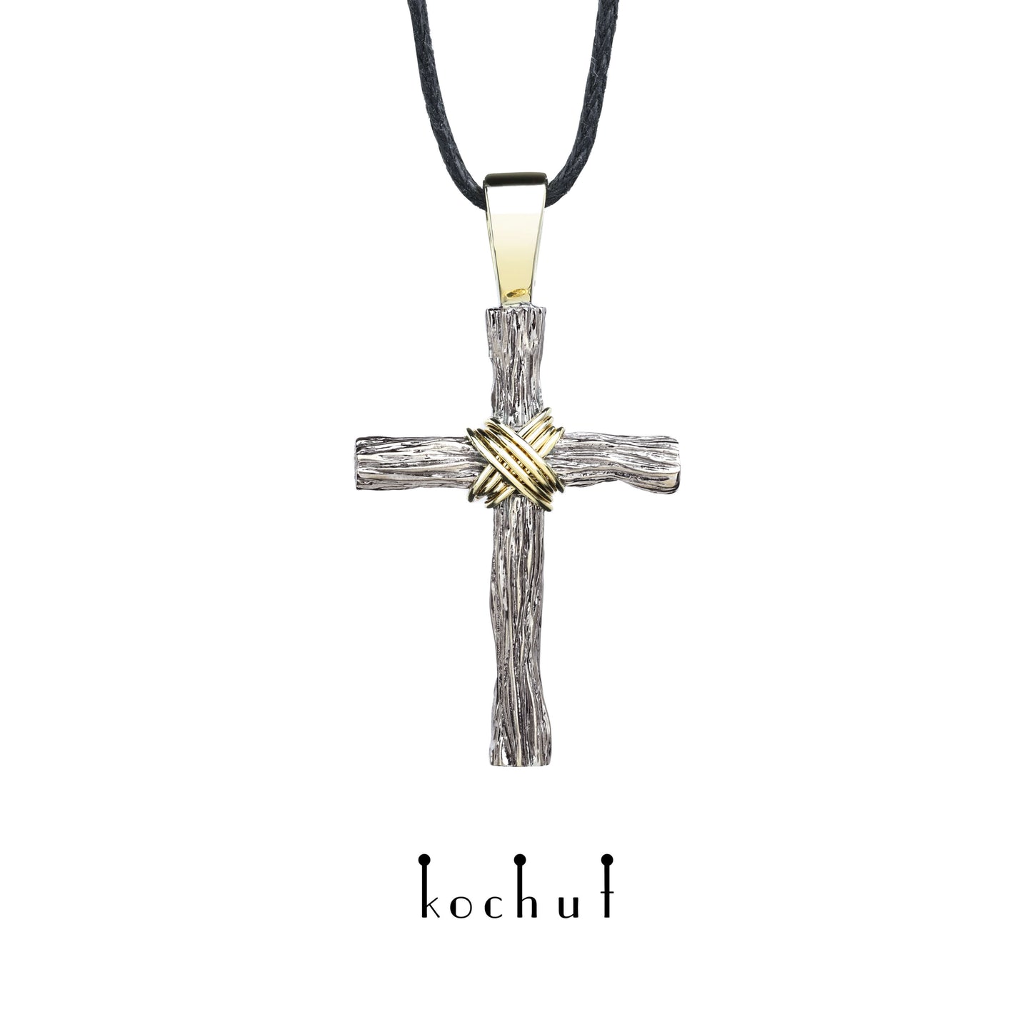 Demut — Kreuz aus Palladium und Gelbgold, beschichtet mit schwarzem Rhodium