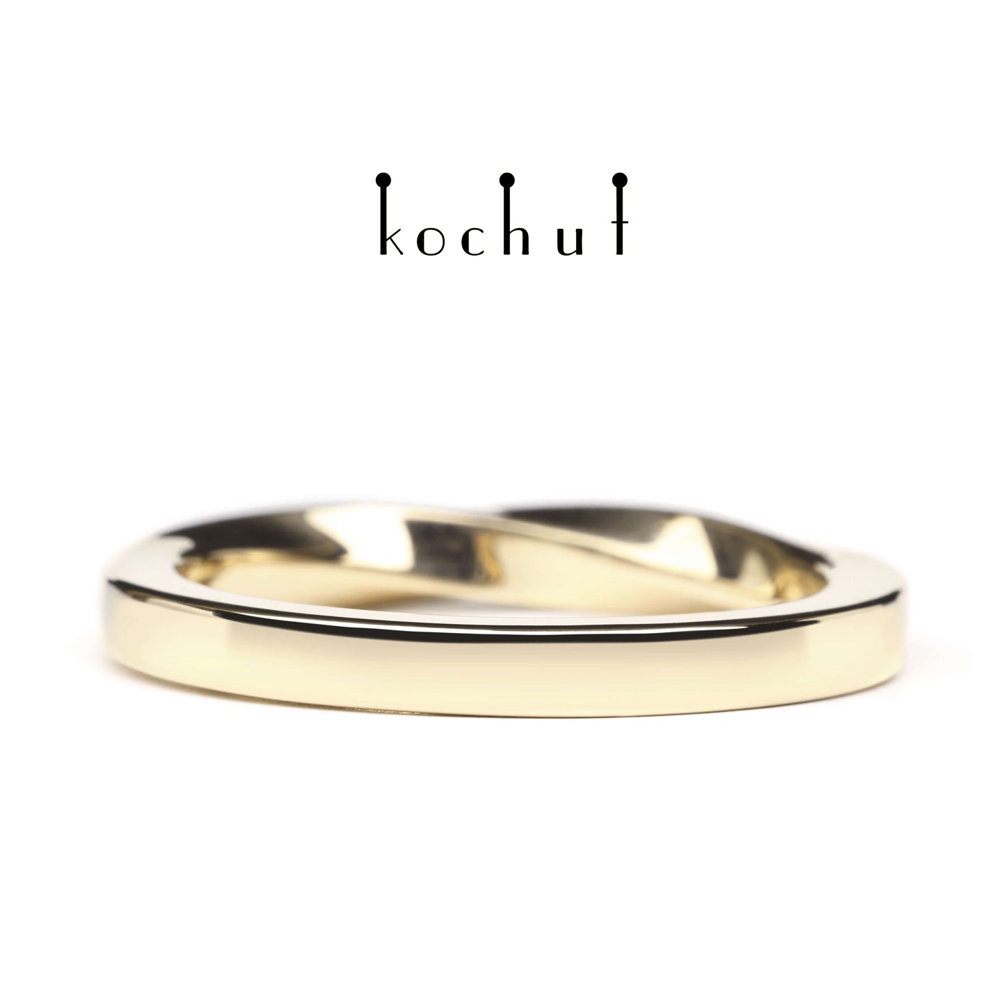Mobius-Band: verengt — Ehering aus Gelbgold mit Diamant