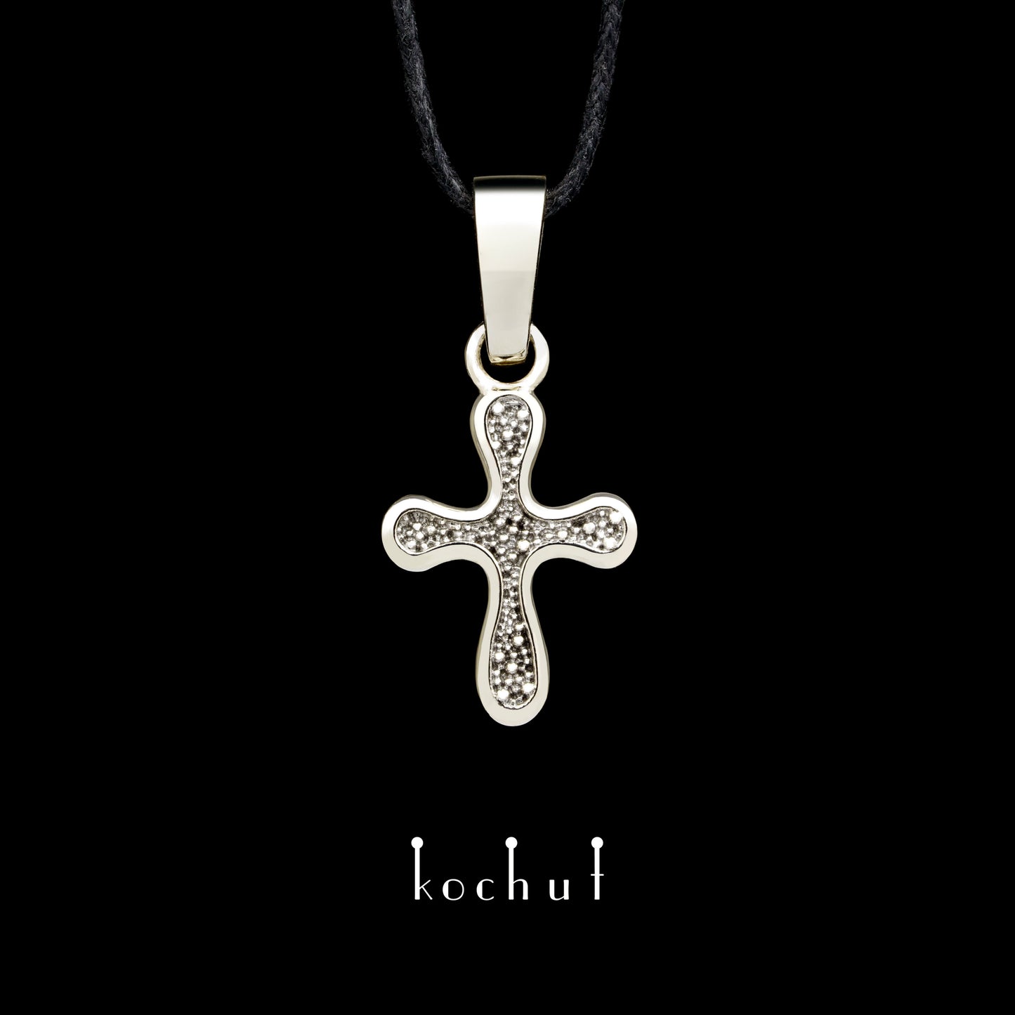 Tau des Liebes — Kreuz aus Weißgold mit einer Beschichtung aus schwarzem Rhodium