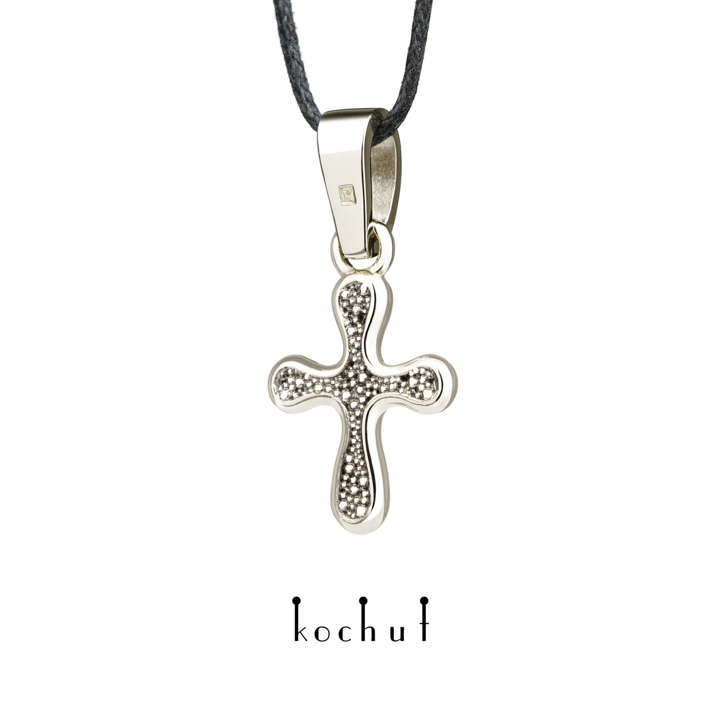 Tau des Liebes — Kreuz aus Weißgold mit einer Beschichtung aus schwarzem Rhodium