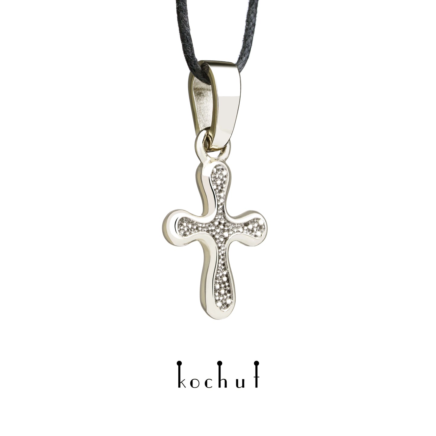 Tau des Liebes — Kreuz aus Weißgold mit einer Beschichtung aus schwarzem Rhodium