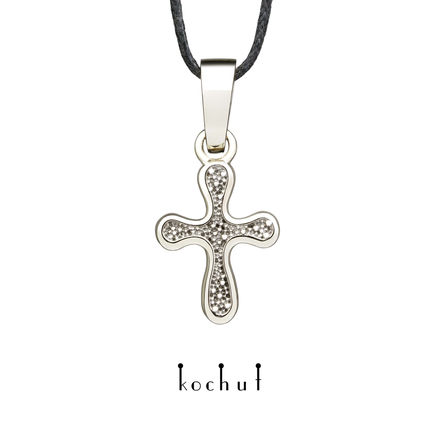 Tau des Liebes — Kreuz aus Weißgold mit einer Beschichtung aus schwarzem Rhodium