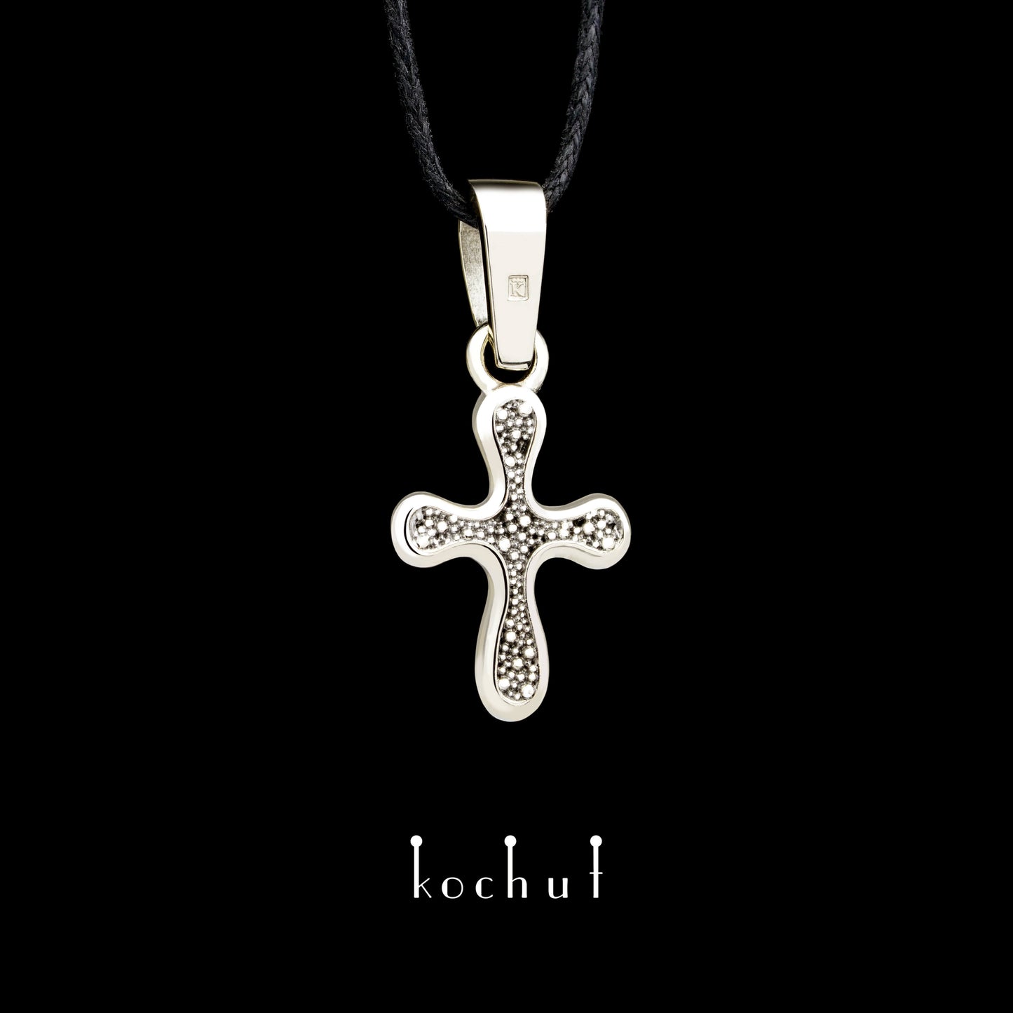 Tau des Liebes — Kreuz aus Weißgold mit einer Beschichtung aus schwarzem Rhodium