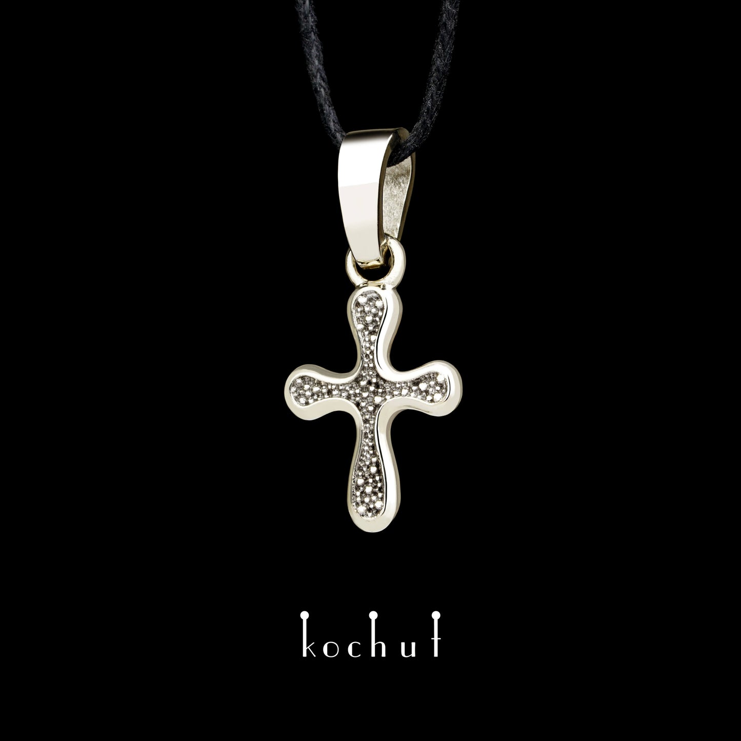 Tau des Liebes — Kreuz aus Weißgold mit einer Beschichtung aus schwarzem Rhodium