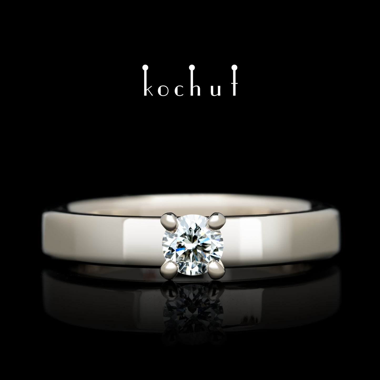 Classic — Verlobungsring aus Palladium 18K Gold mit einem Diamanten