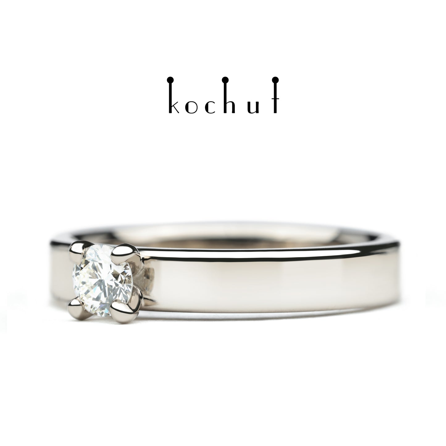 Classic — Verlobungsring aus Palladium 18K Gold mit einem Diamanten