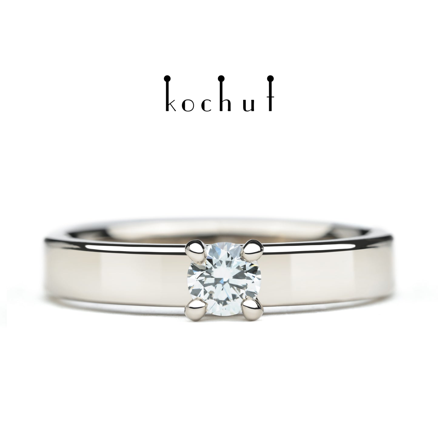 Classic — Verlobungsring aus Palladium 18K Gold mit einem Diamanten