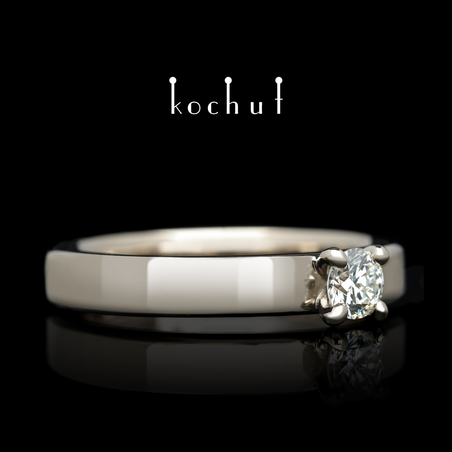 Classic — Verlobungsring aus Palladium 18K Gold mit einem Diamanten