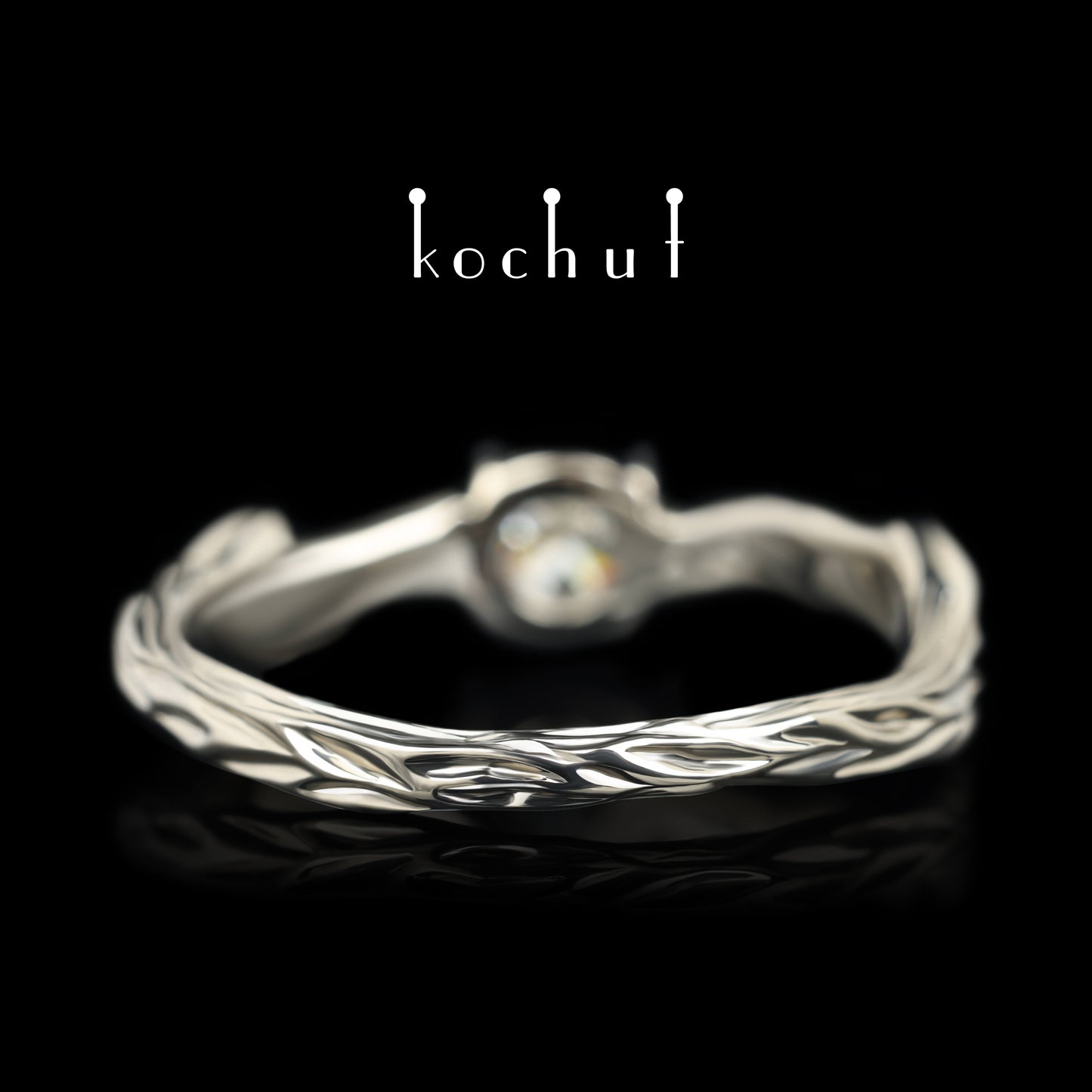 März Zweig — Palladium-Gold-Verlobungsring mit Diamant