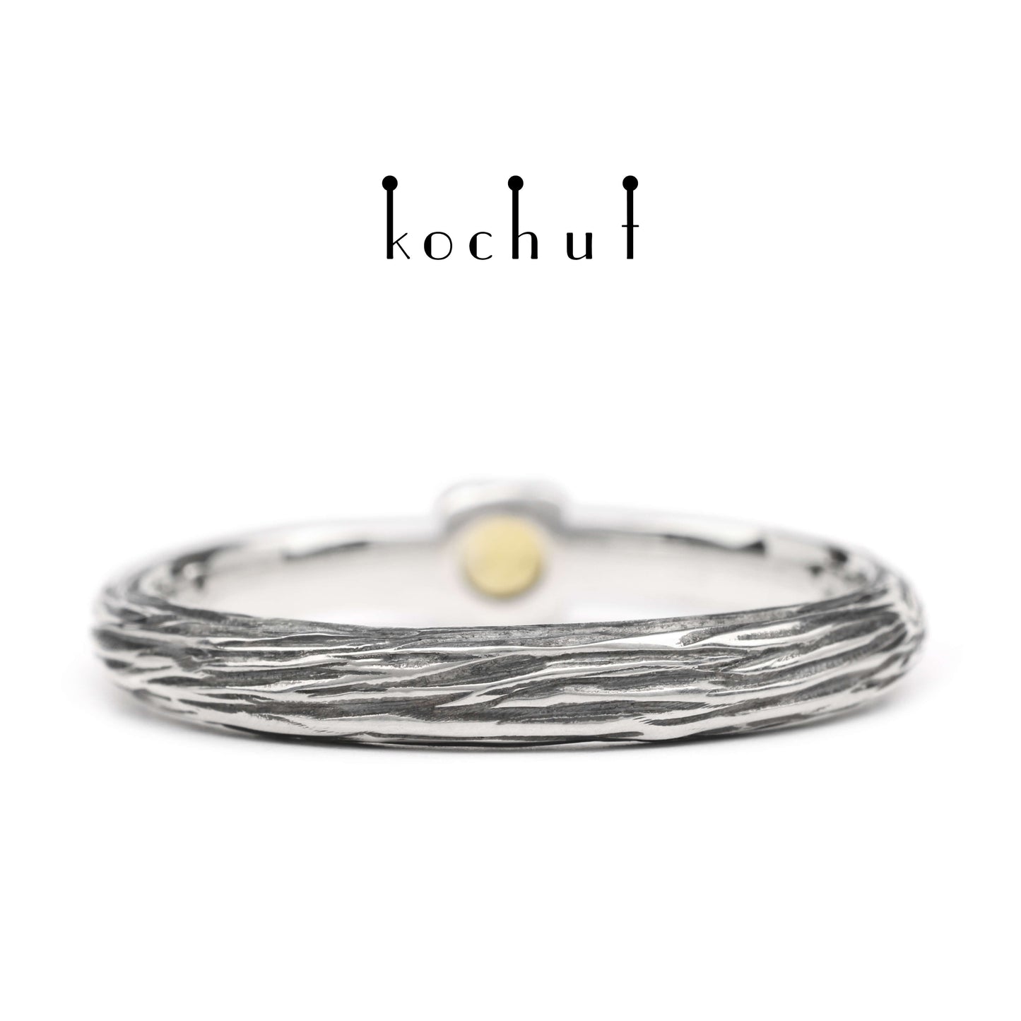 Zartes Zweig — Ring aus oxidiertem Silber mit Citrin