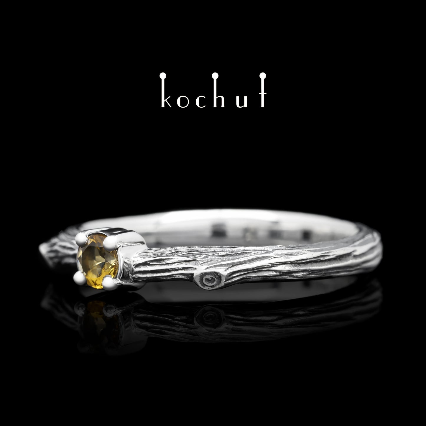 Zartes Zweig — Ring aus oxidiertem Silber mit Citrin
