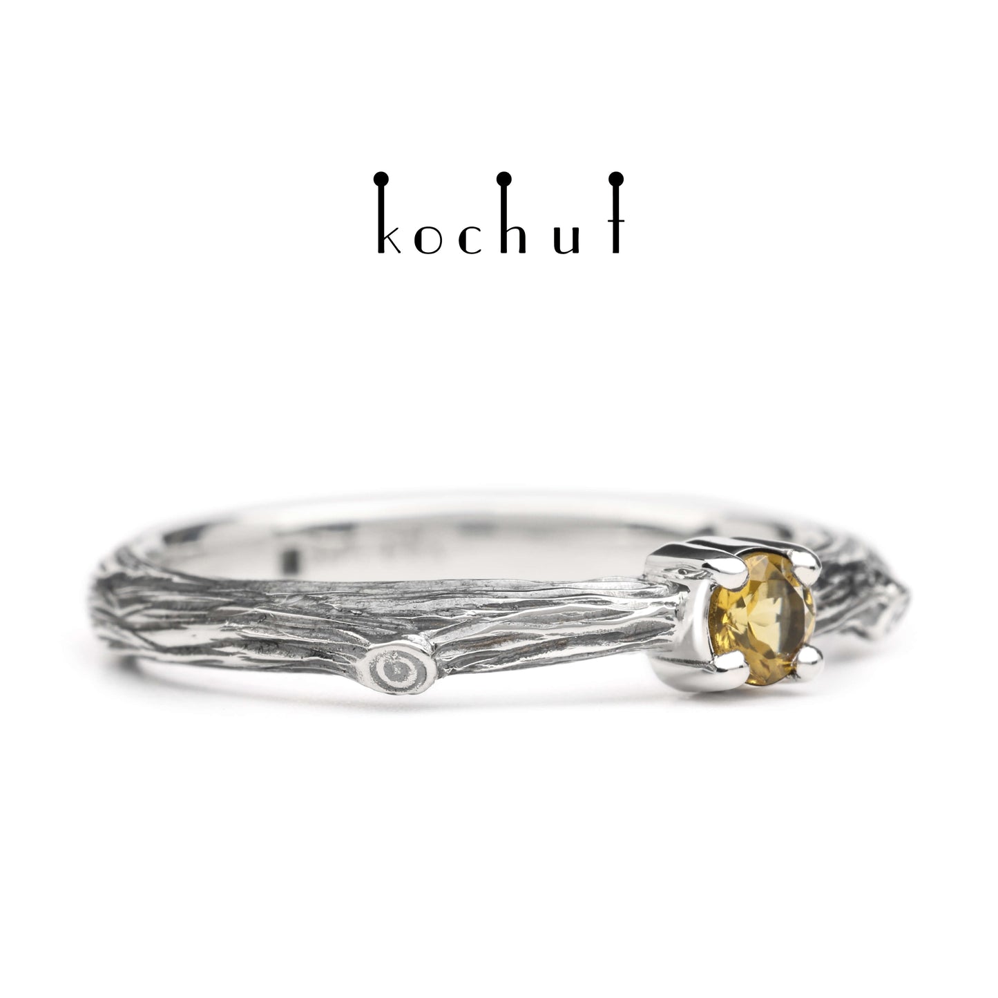 Zartes Zweig — Ring aus oxidiertem Silber mit Citrin