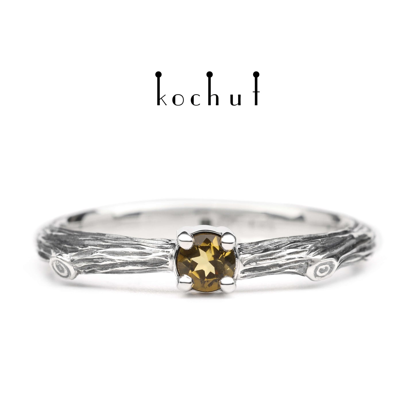Zartes Zweig — Ring aus oxidiertem Silber mit Citrin
