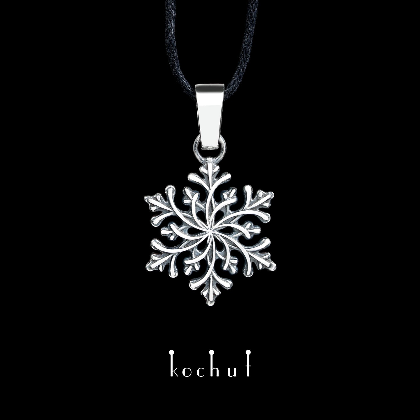 Schneeflocke — Anhänger aus oxidiertem Silber