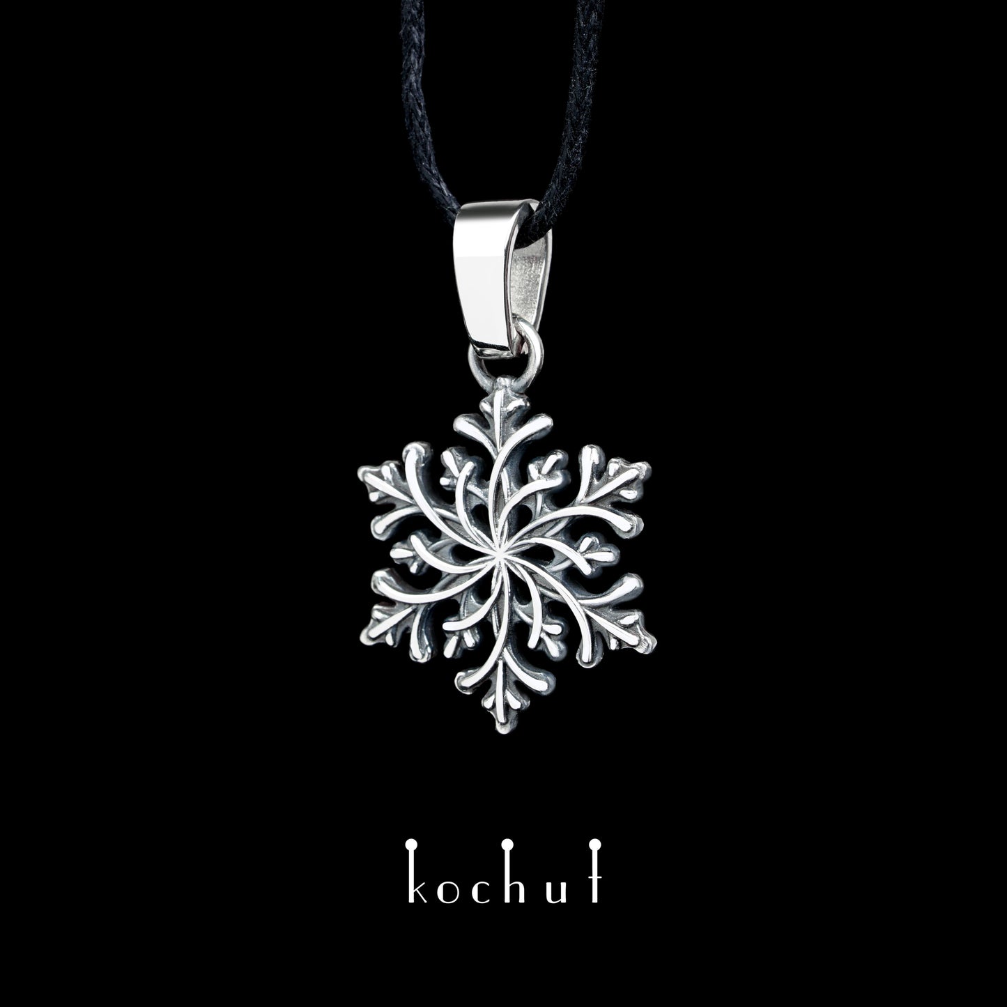 Schneeflocke — Anhänger aus oxidiertem Silber