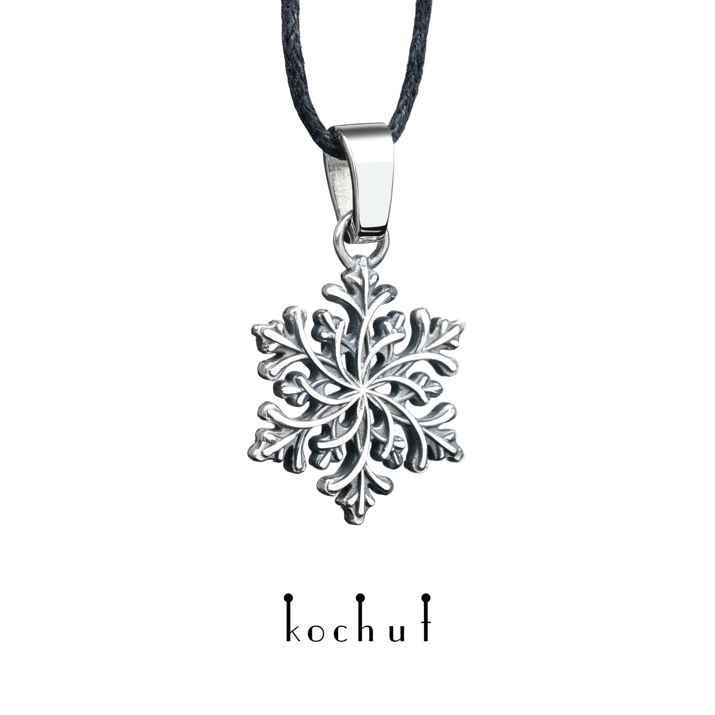 Schneeflocke — Anhänger aus oxidiertem Silber