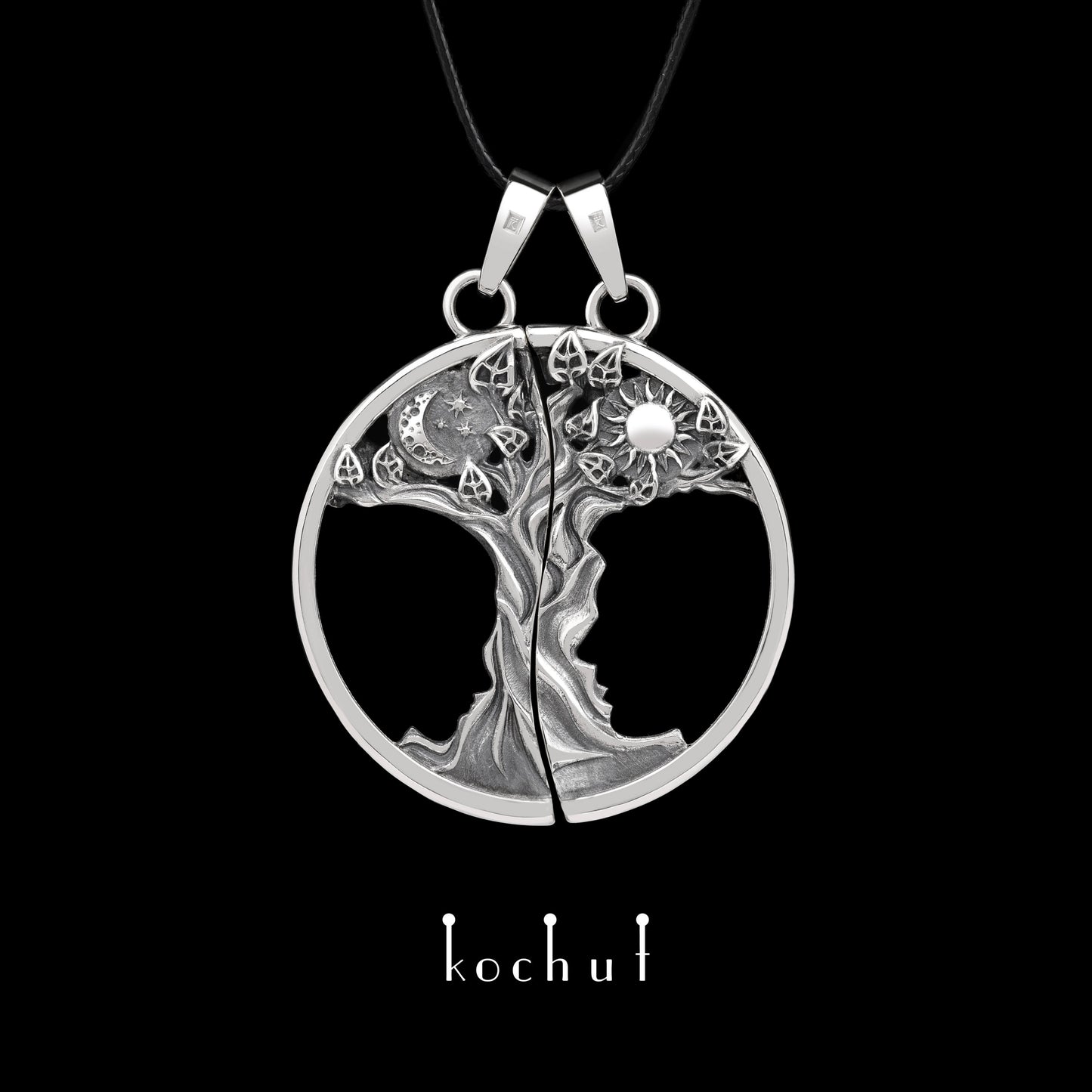 Primal Love — Doppel-Anhänger aus oxidiertem Silber
