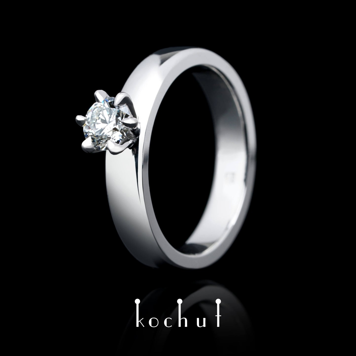 Persephone — Ring aus Weißgold mit Diamant, überzogen mit weißem Rhodium