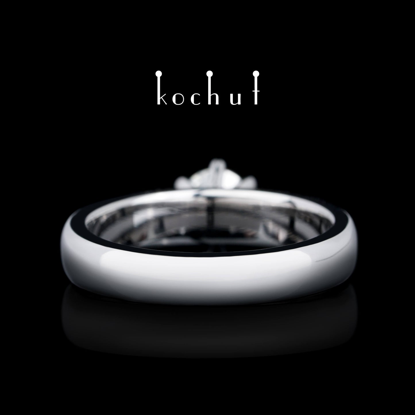 Persephone — Ring aus Weißgold mit Diamant, überzogen mit weißem Rhodium