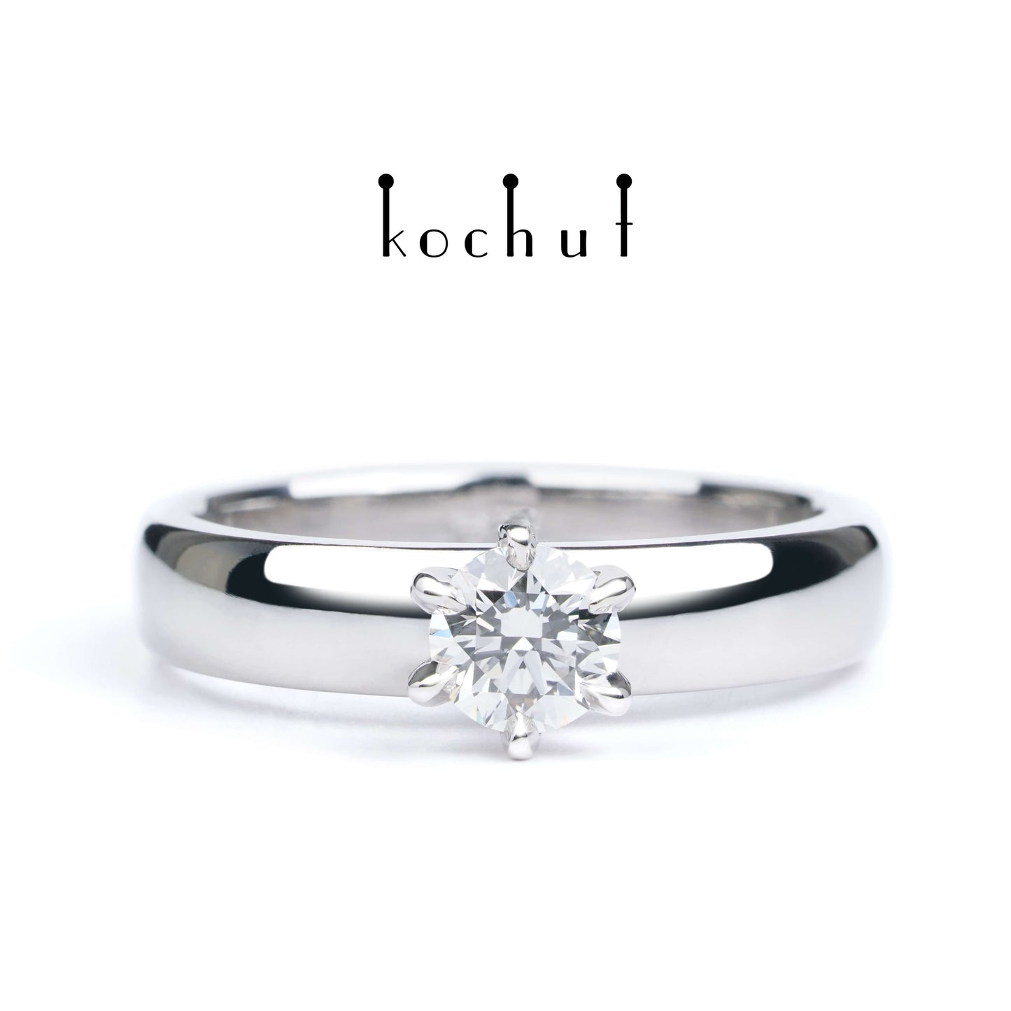 Persephone — Ring aus Weißgold mit Diamant, überzogen mit weißem Rhodium