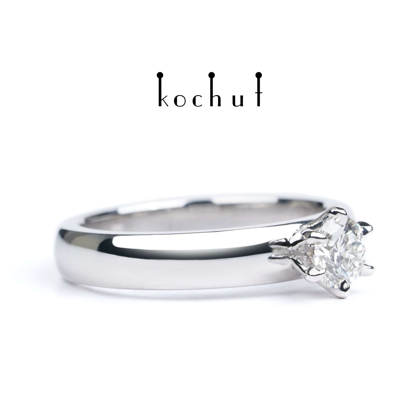 Persephone — Ring aus Weißgold mit Diamant, überzogen mit weißem Rhodium