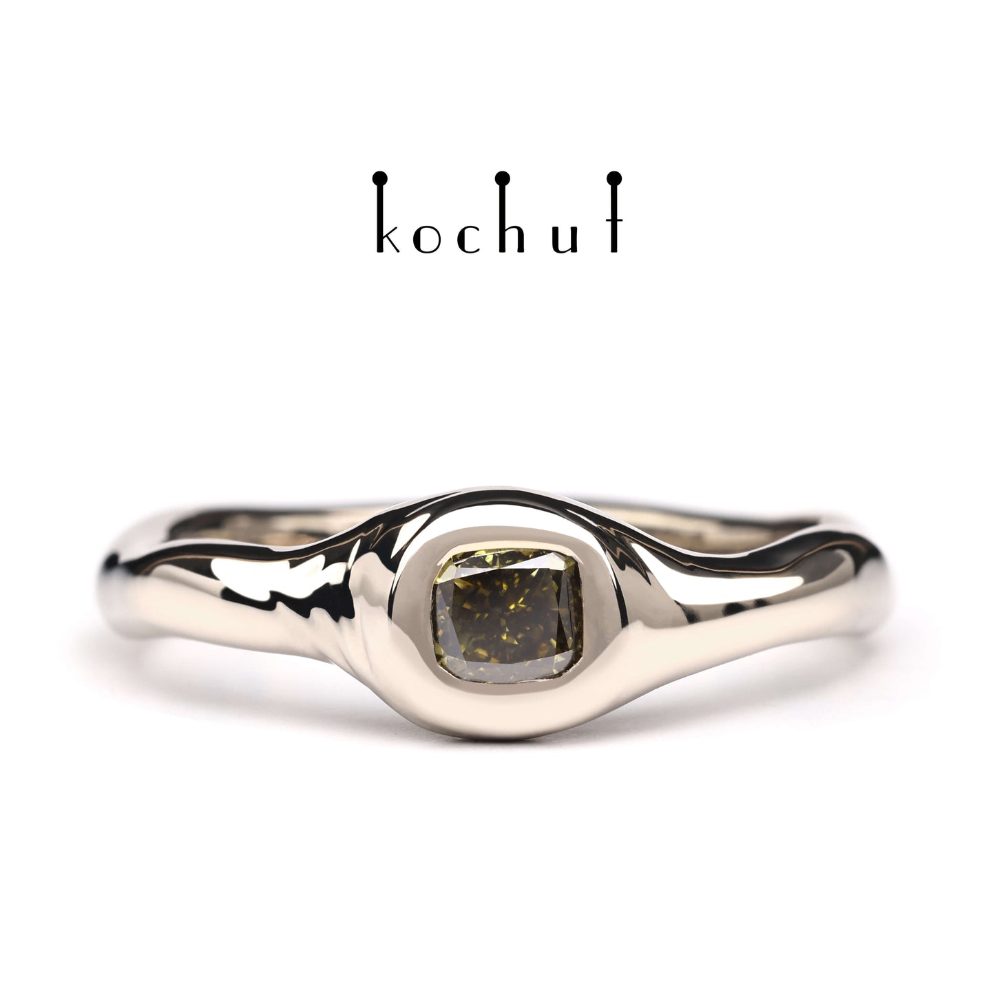 Mantra der Seele — 18K Palladium-Goldring mit Diamant