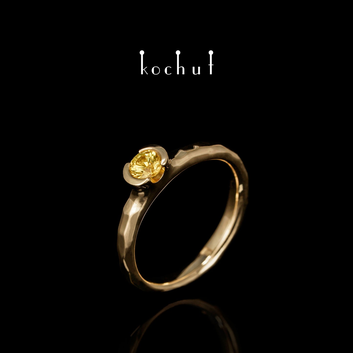 Absolute — Verlobungsring aus gelbem 18K Gold mit gelbem Saphir