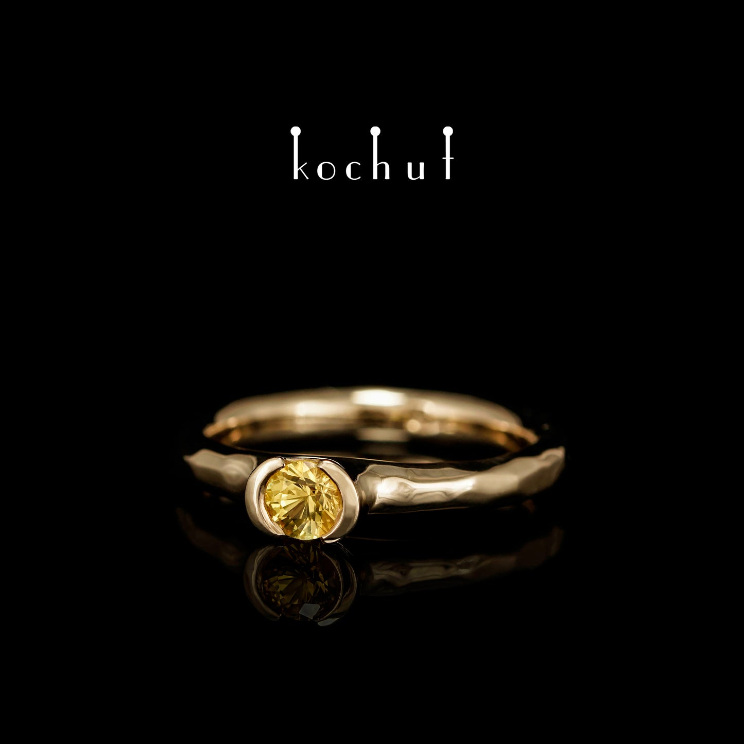 Absolute — Verlobungsring aus gelbem 18K Gold mit gelbem Saphir