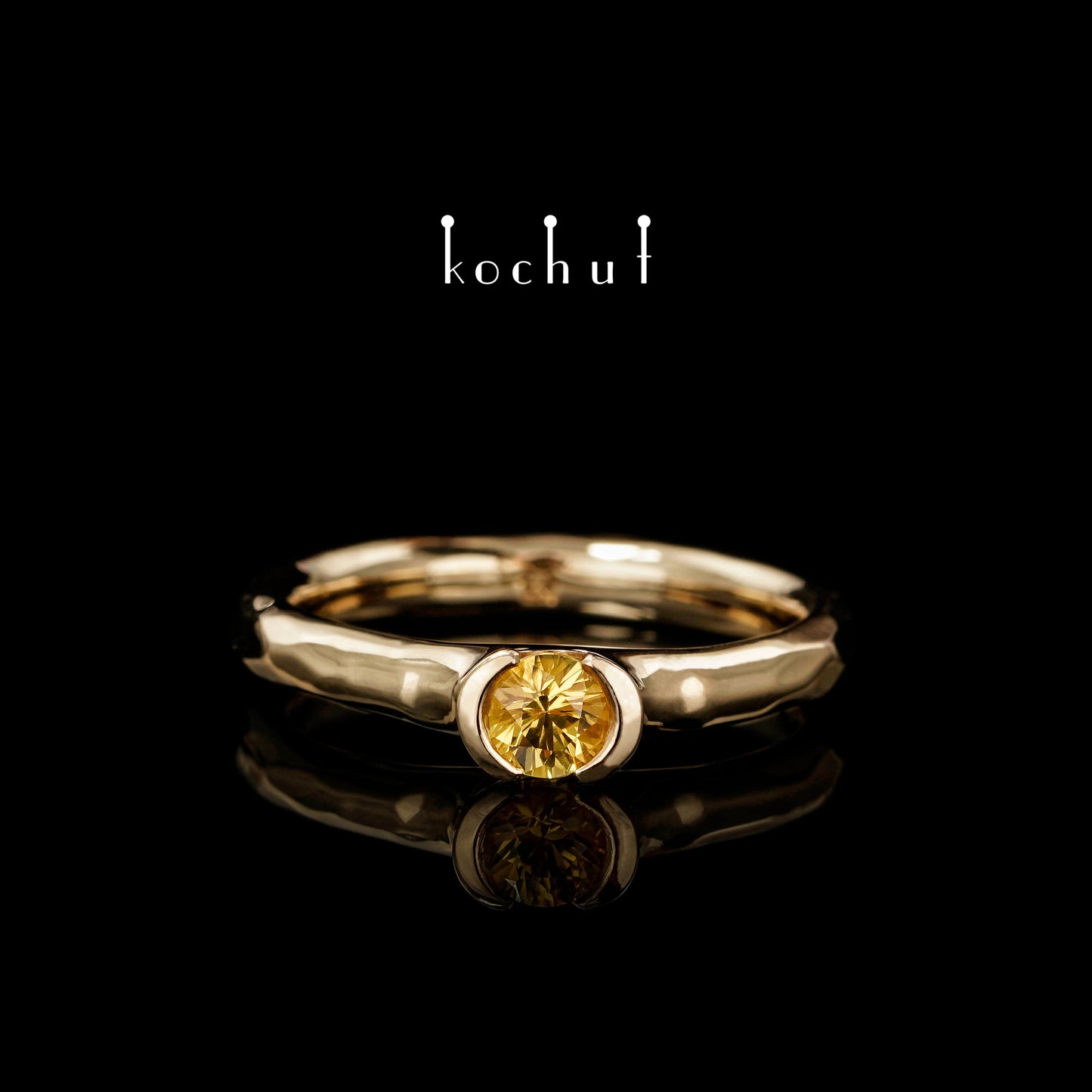 Absolute — Verlobungsring aus gelbem 18K Gold mit gelbem Saphir