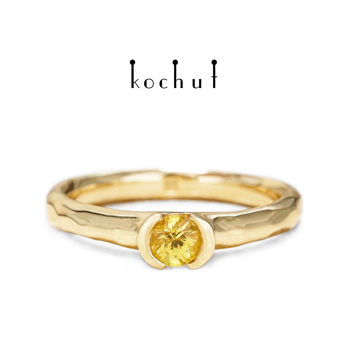 Absolute — Verlobungsring aus gelbem 18K Gold mit gelbem Saphir