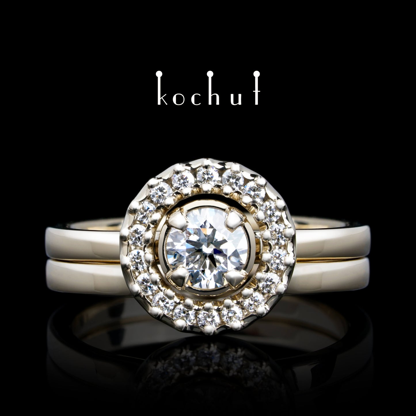 Leuchtende Galaxie — Weißgold-Verlobungsring mit Diamanten