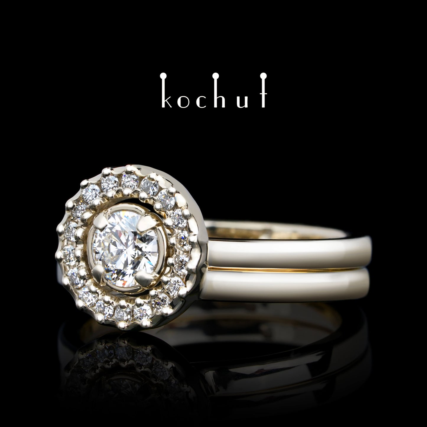 Leuchtende Galaxie — Weißgold-Verlobungsring mit Diamanten