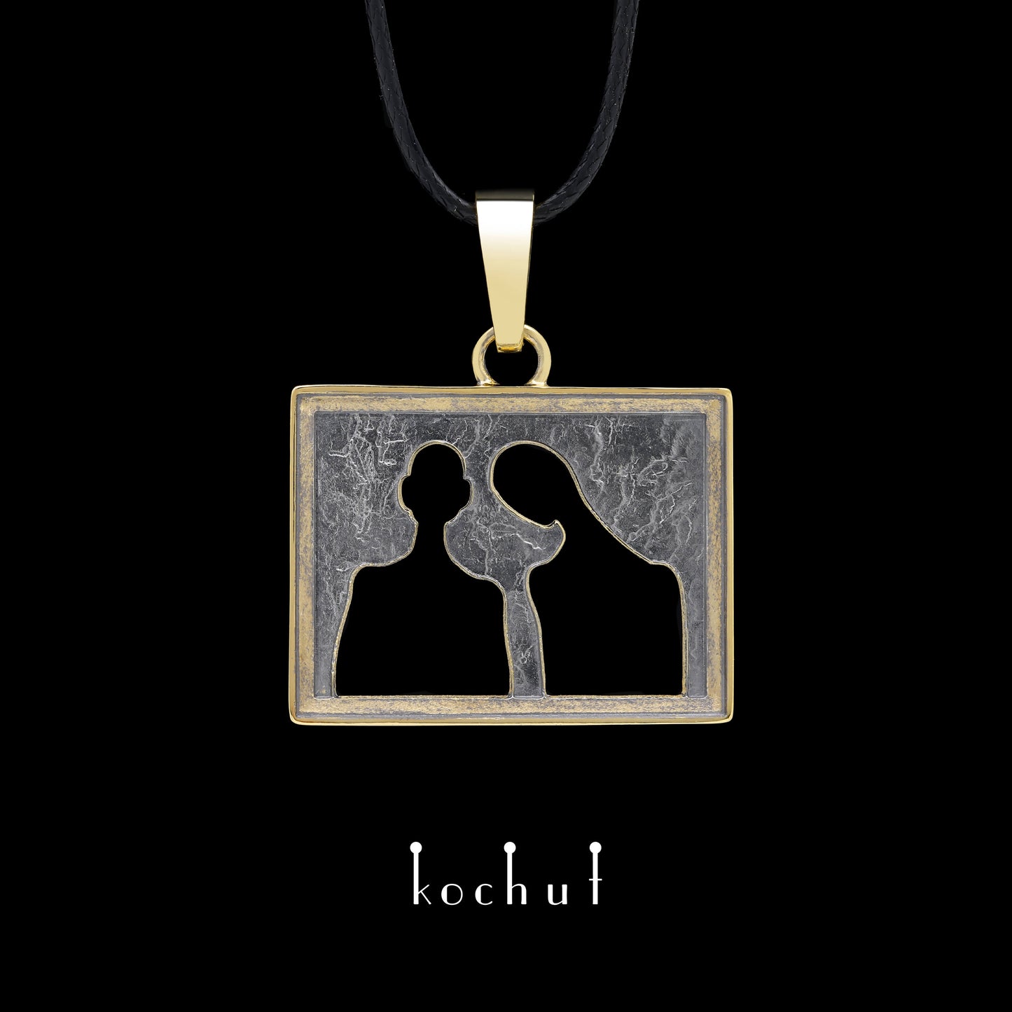 Dali: In Love — Anhänger aus Gelbgold, beschichtet mit schwarzem Rhodium