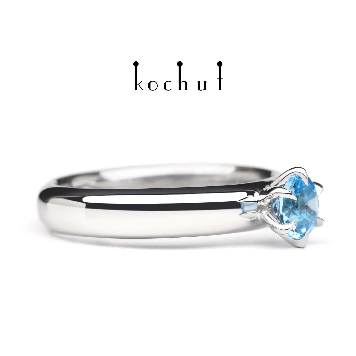 Persephone — Silber-Verlobungsring mit Topas, beschichtet mit weißem Rhodium