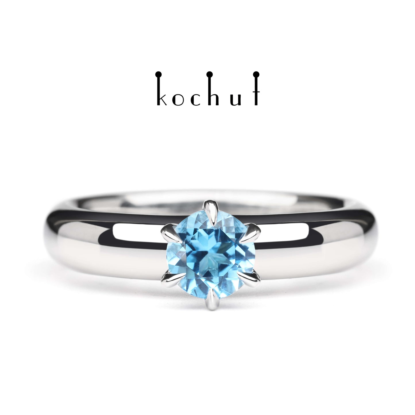 Persephone — Silber-Verlobungsring mit Topas, beschichtet mit weißem Rhodium