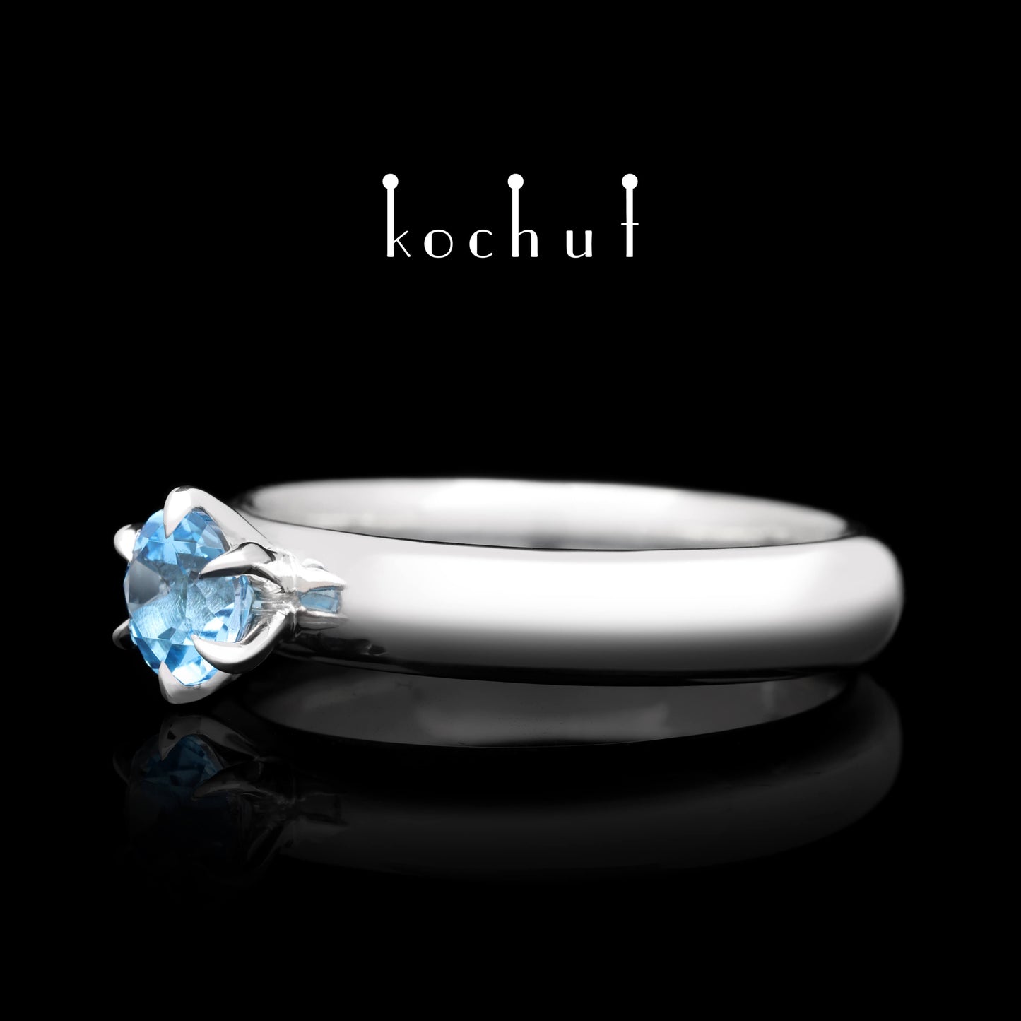 Persephone — Silber-Verlobungsring mit Topas, beschichtet mit weißem Rhodium