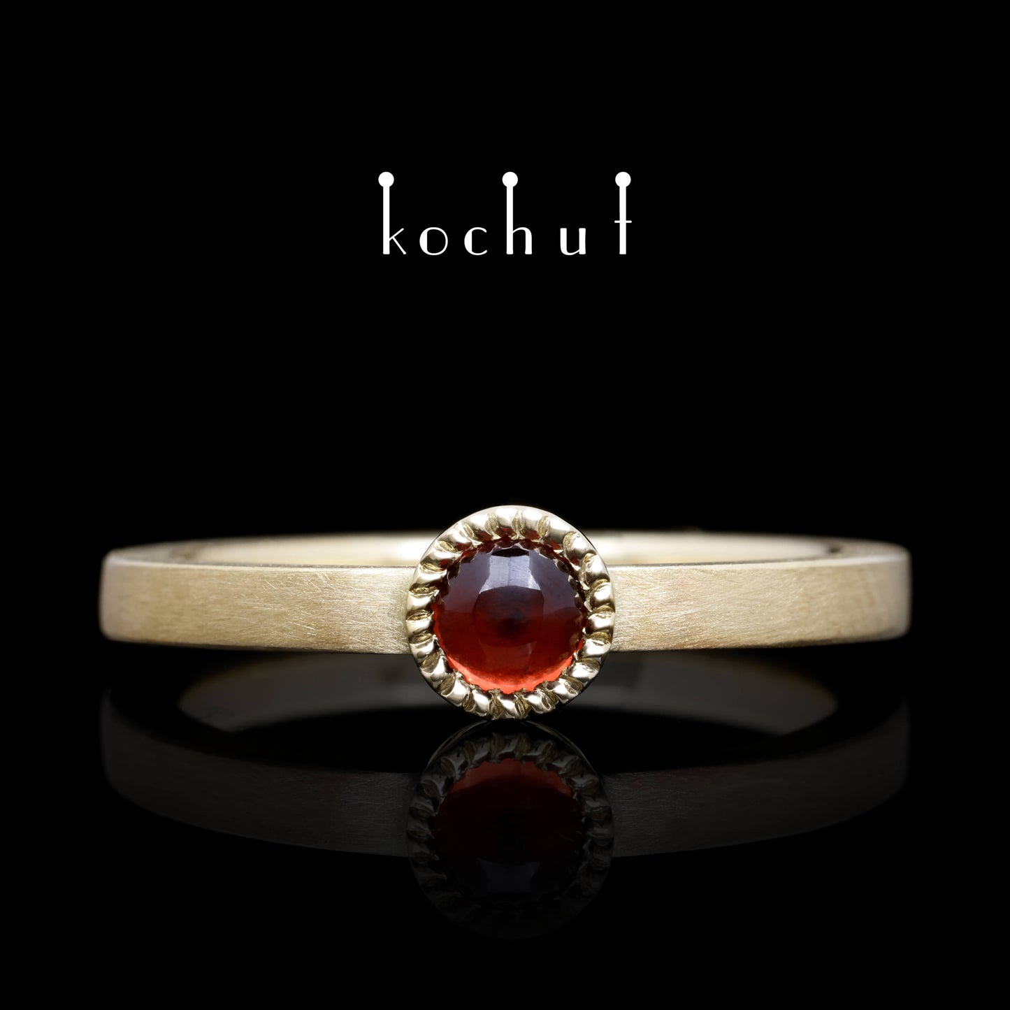 Mars — Ring aus Gelbgold mit Granat