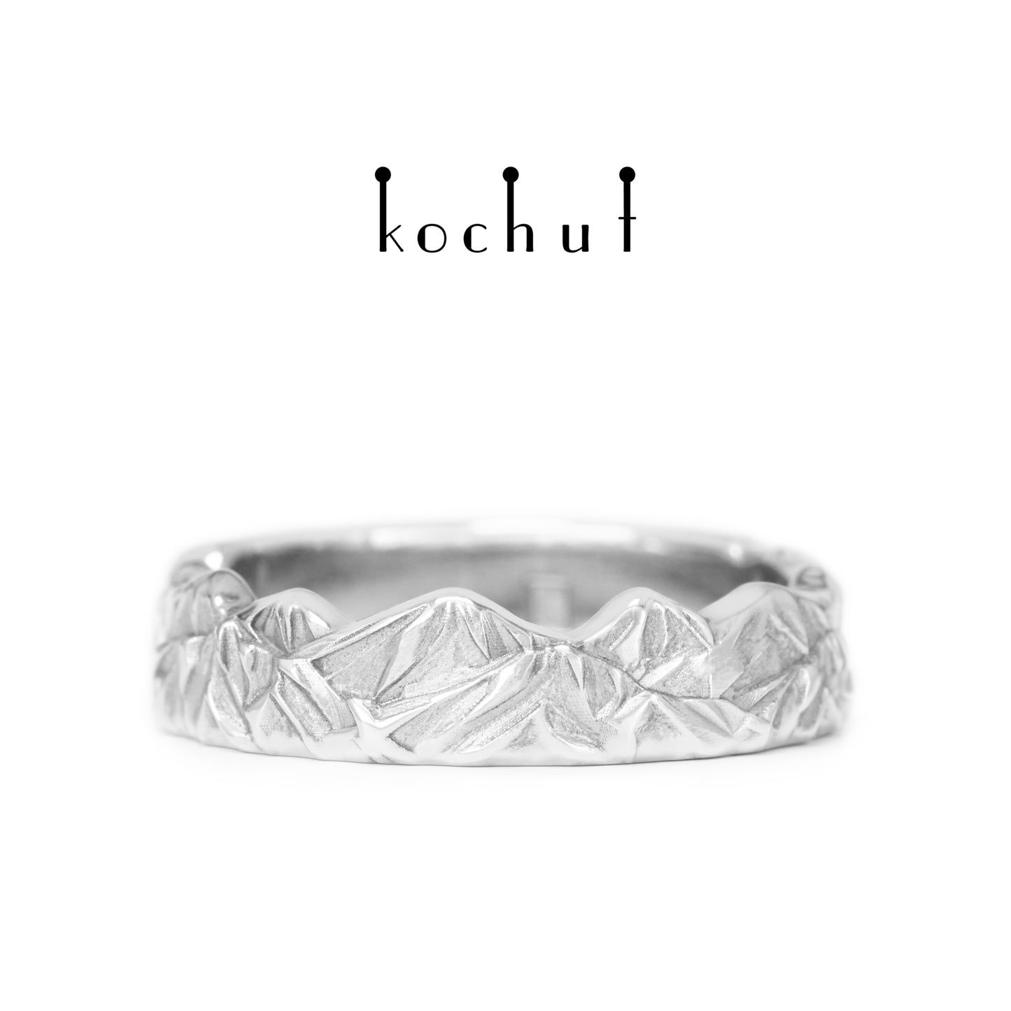 Peaks of Love — Ehering aus Silber, überzogen mit weißem Rhodium