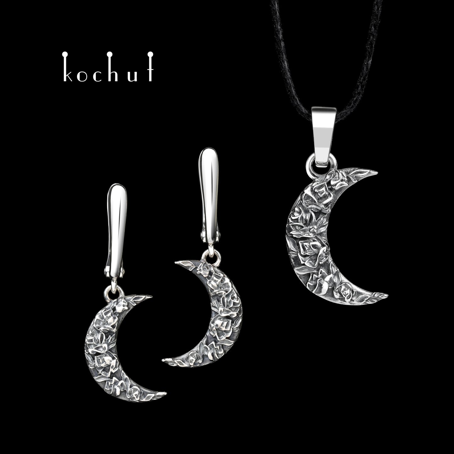 Rose Night — Set aus oxidiertem Silber